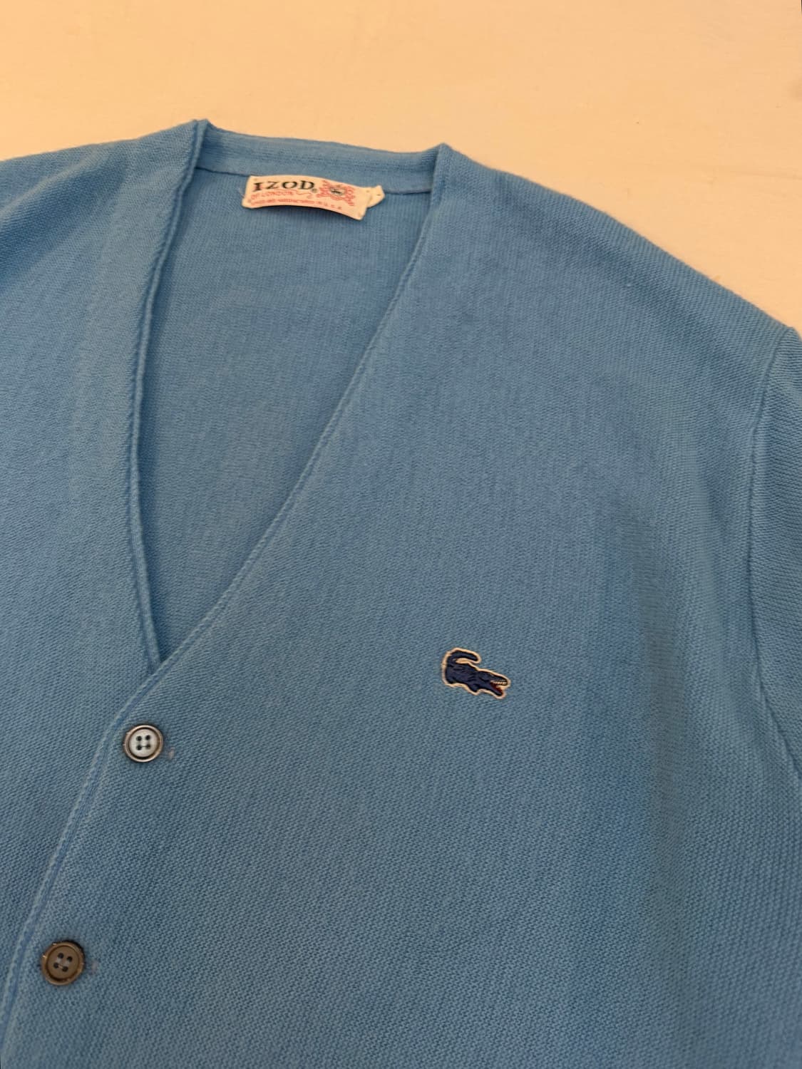 60s IZOD 라코스테 아카이브 스카이블루 아크릴 가디건 상품이미지2