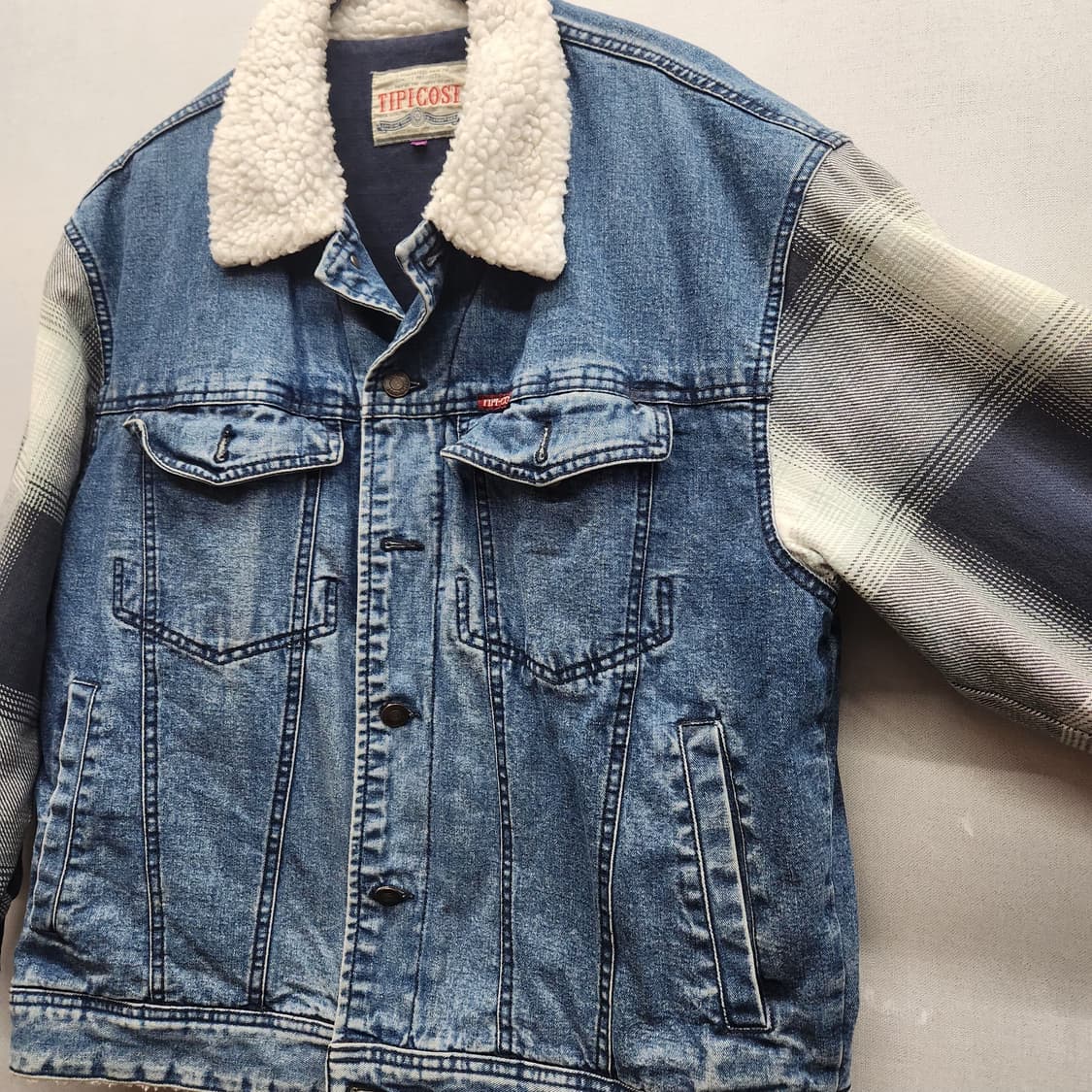 티피코시 쉐르파 체크소매 빈티지 데님자켓 XL 상품이미지2
