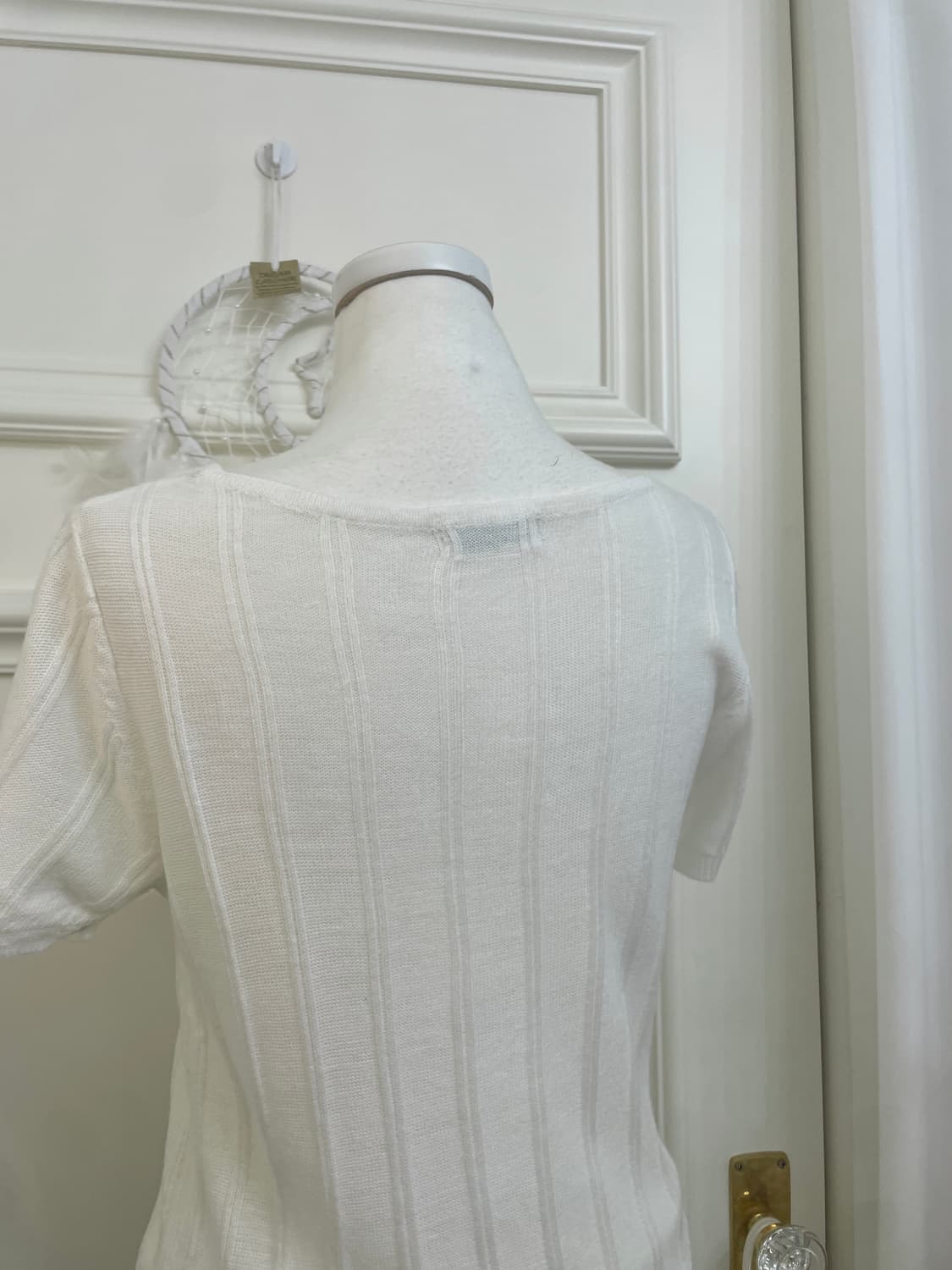 white pearl point half knit top(size-L) 상품이미지4