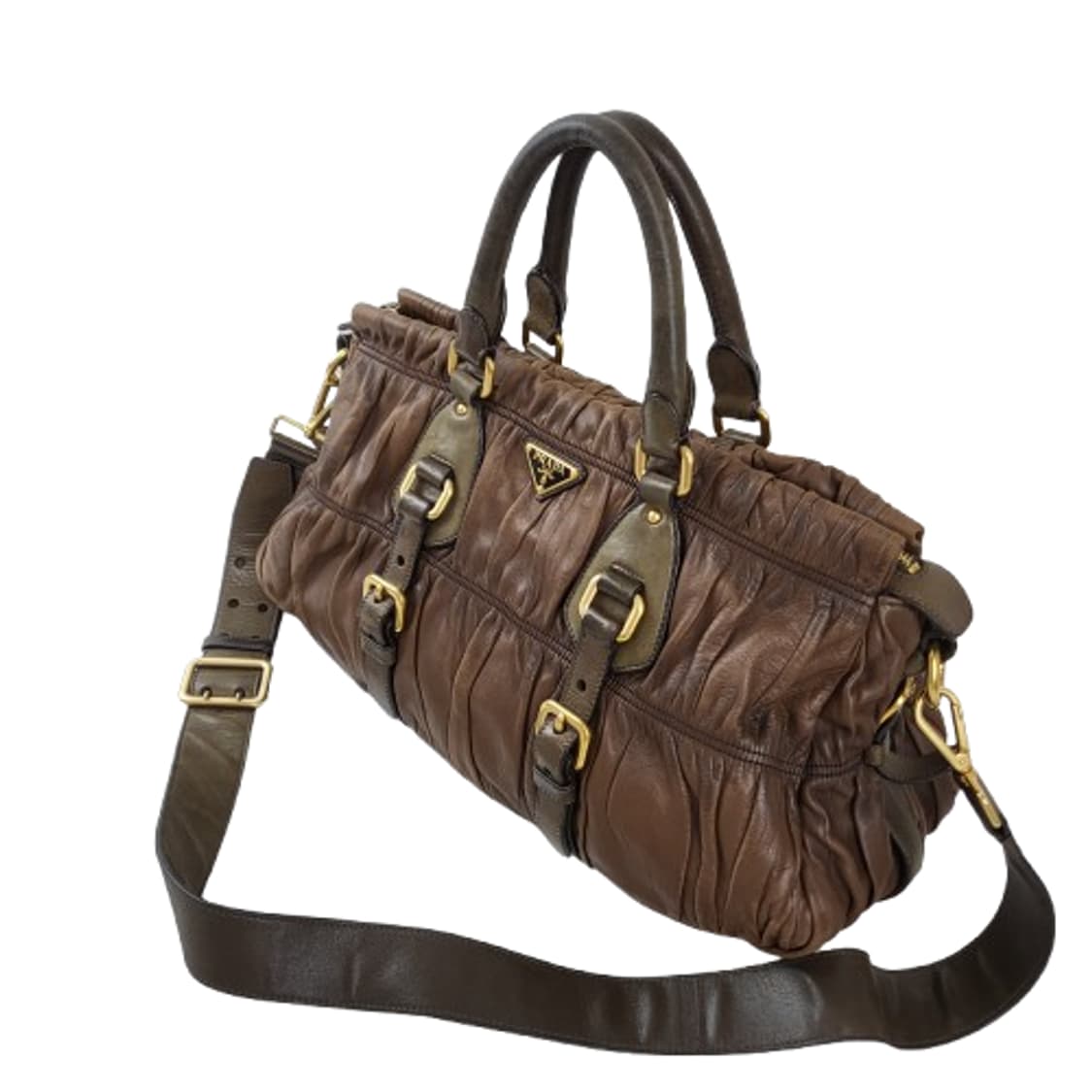 정품 프라다 고프레 램스킨 올리브카키 투웨이백 상품이미지4