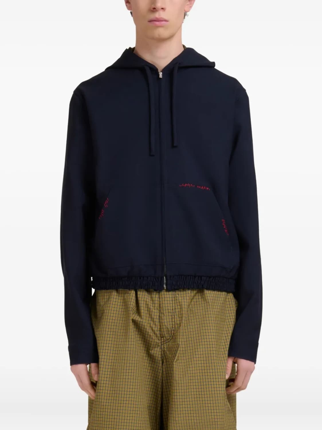 마르니 울 후드 집업 블루블랙 상품이미지1