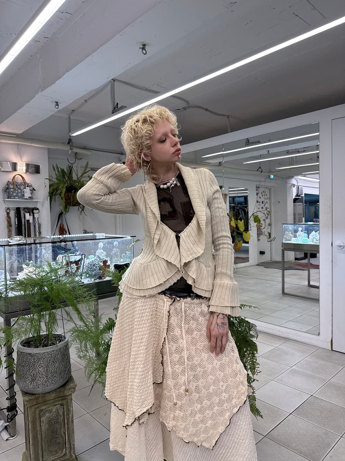 layered ruffle rib knit cardigan 상품이미지4