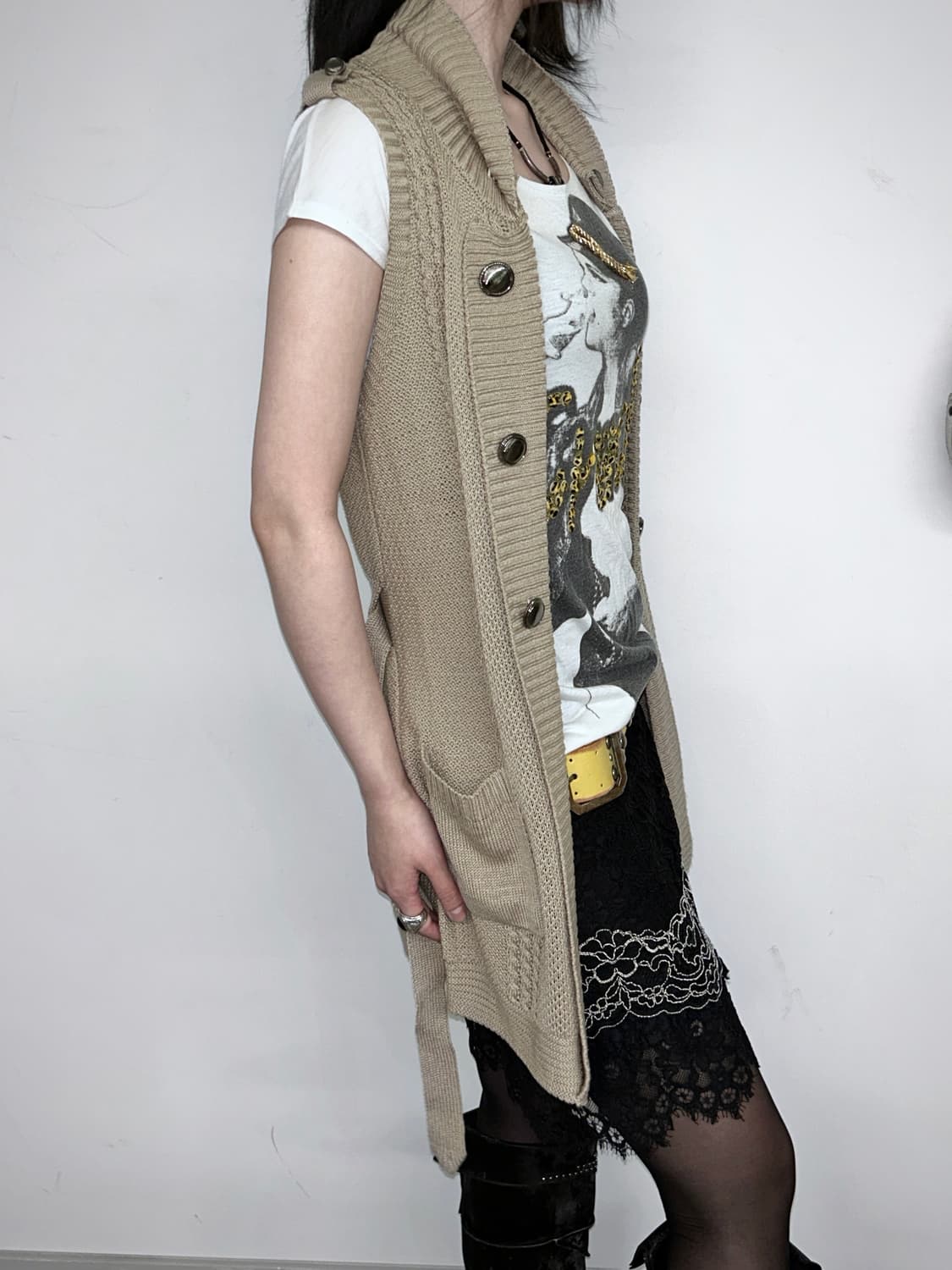 Napoleon Button Knit Rope Cardigan 상품이미지2