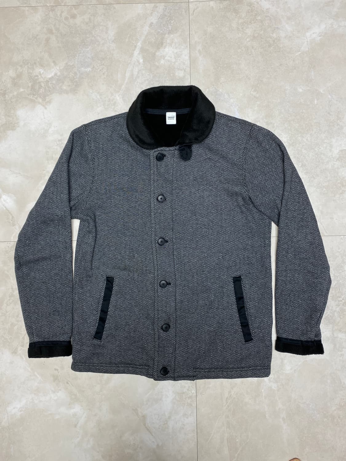 타케오 키쿠치 폭스퍼 그레이 헤링본 클럽 카라 자켓 2 상품이미지2