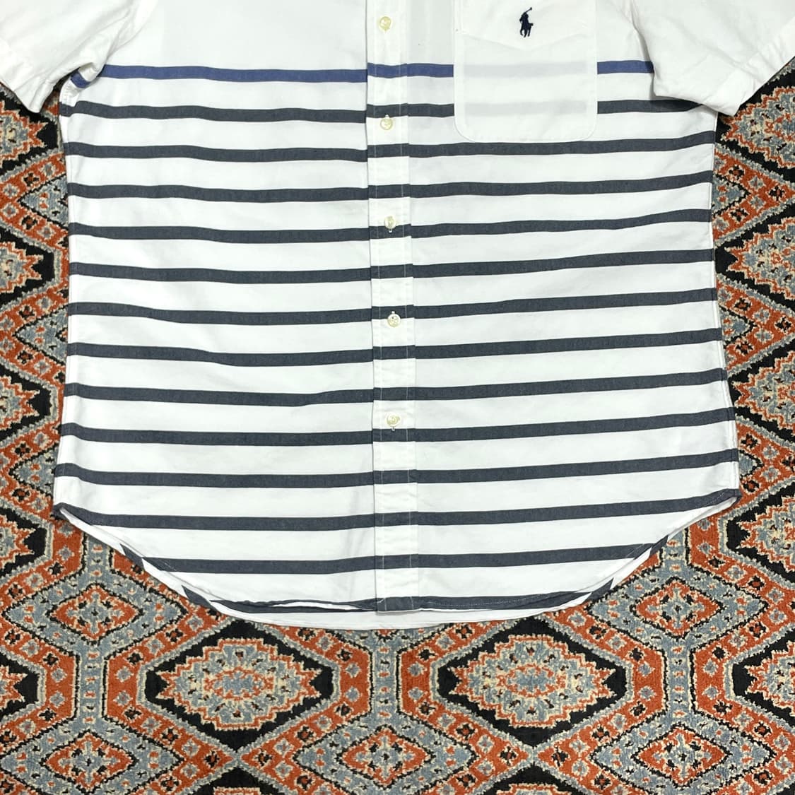 폴로랄프로렌 화이트 단가라 옥스포드 반팔 셔츠 남성M 상품이미지3