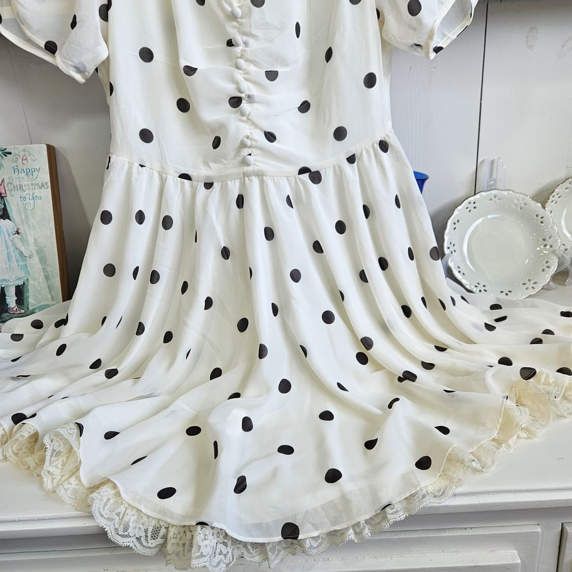 (snidel) 도트 쉬폰 레이스 원피스 상품이미지3