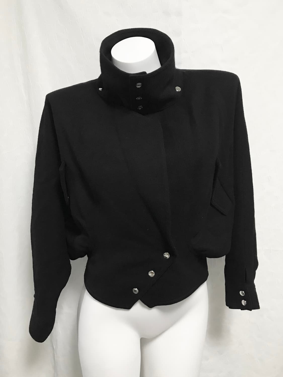 빈티지 긱시크 아카이브 사선 버튼 하이넥 울 자켓 상품이미지2