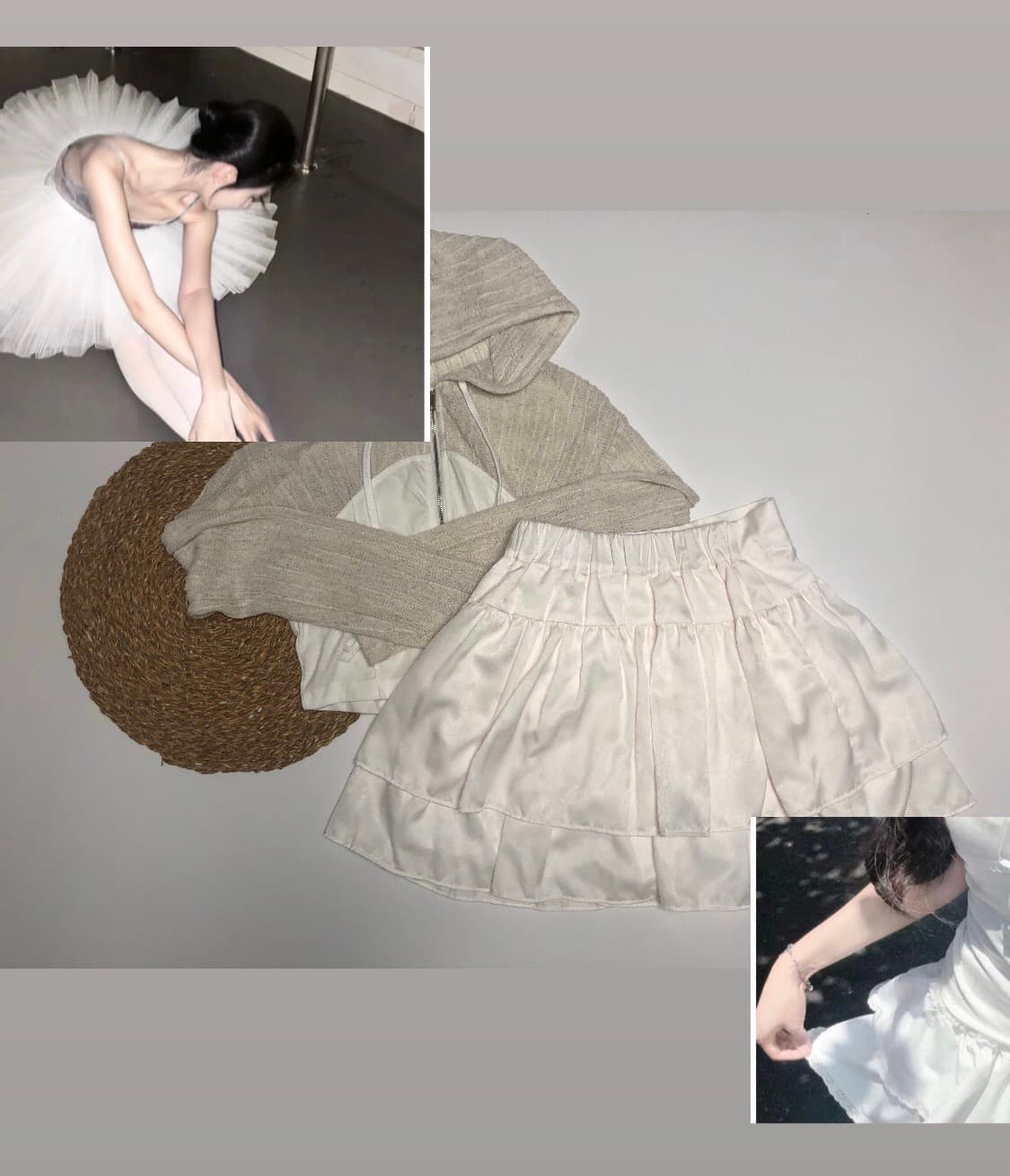 발레코어 울 후드집업 코디 세트 상품이미지1