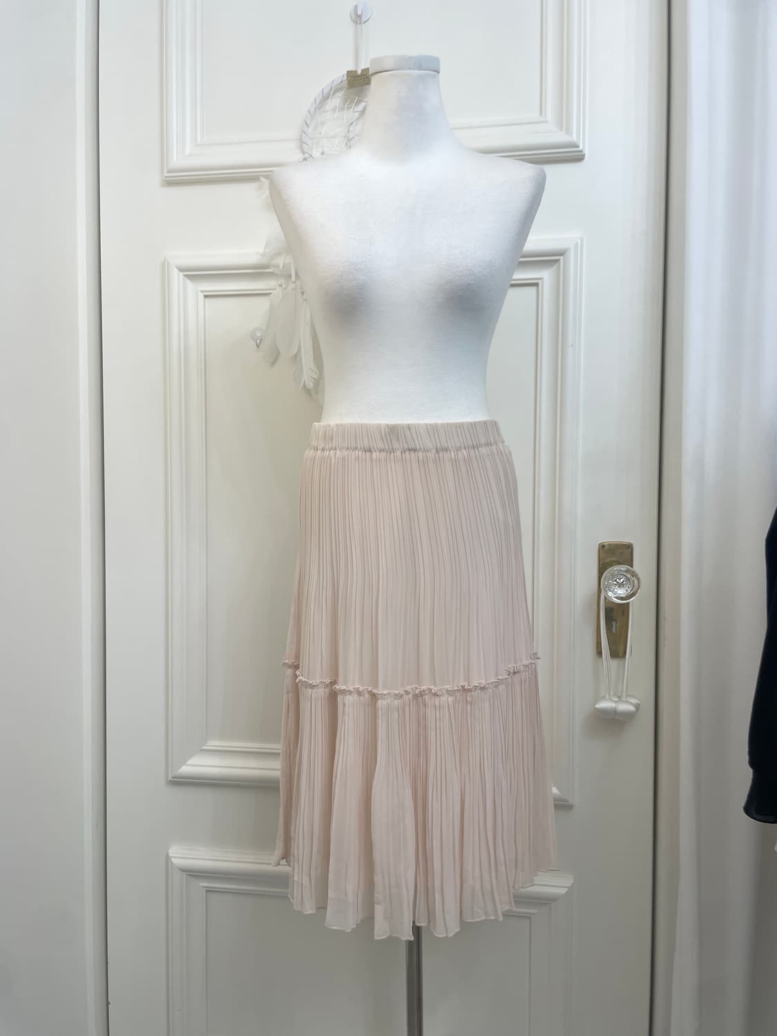 sheer salmon pleats banding skirt 상품이미지1