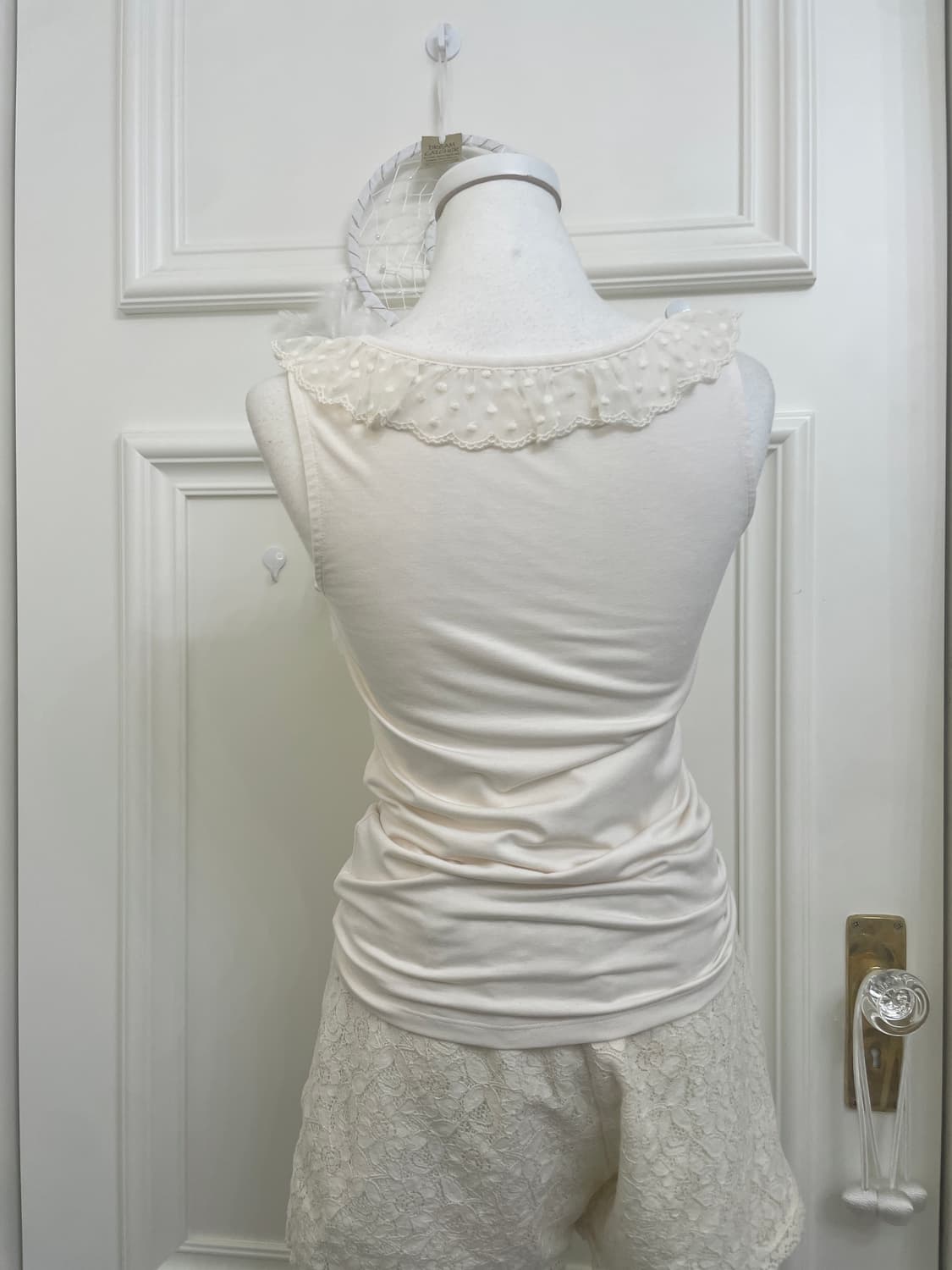 ivory dot lace ruffle cotton sleeveless 상품이미지3