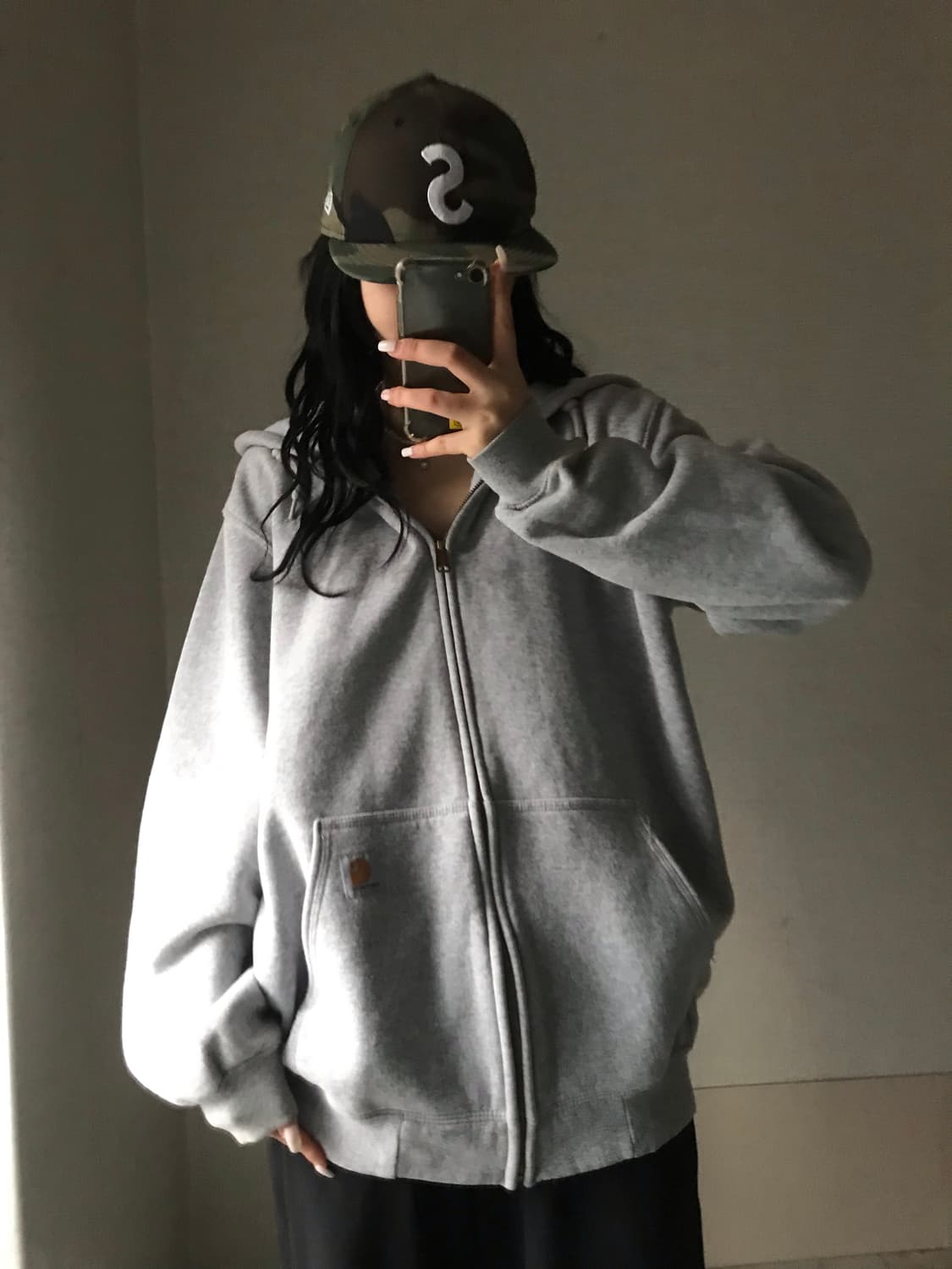 칼하트 그레이 오버핏 후드집업 상품이미지5