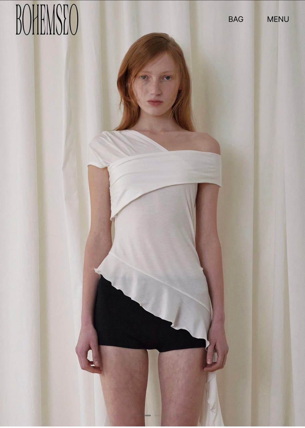 보헤미안서울 TUCK JERSEY RUFFLE TOP 상품이미지1