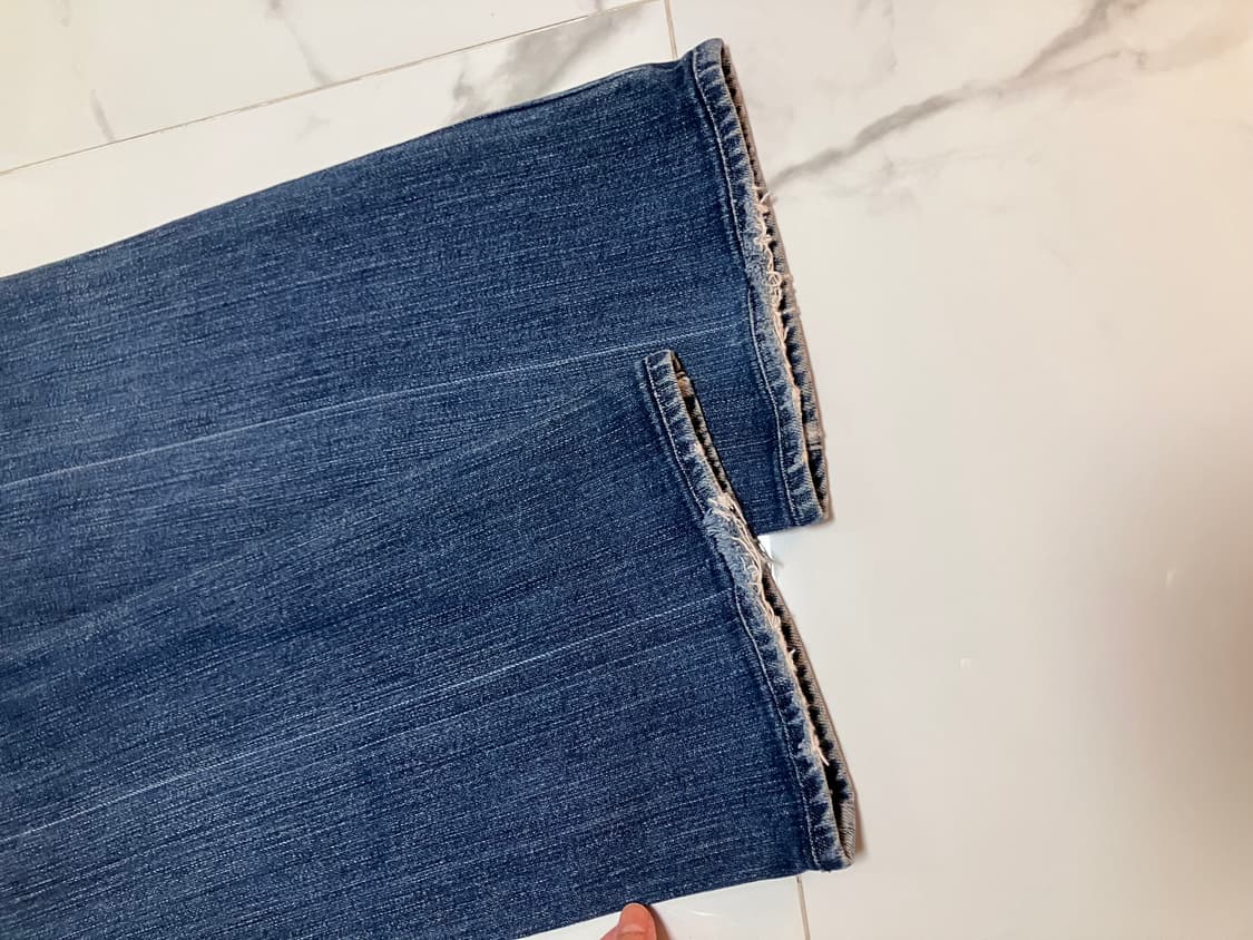 Y2K 세븐진 로우라이즈 부츠컷 데님 핑크 스티치 상품이미지6