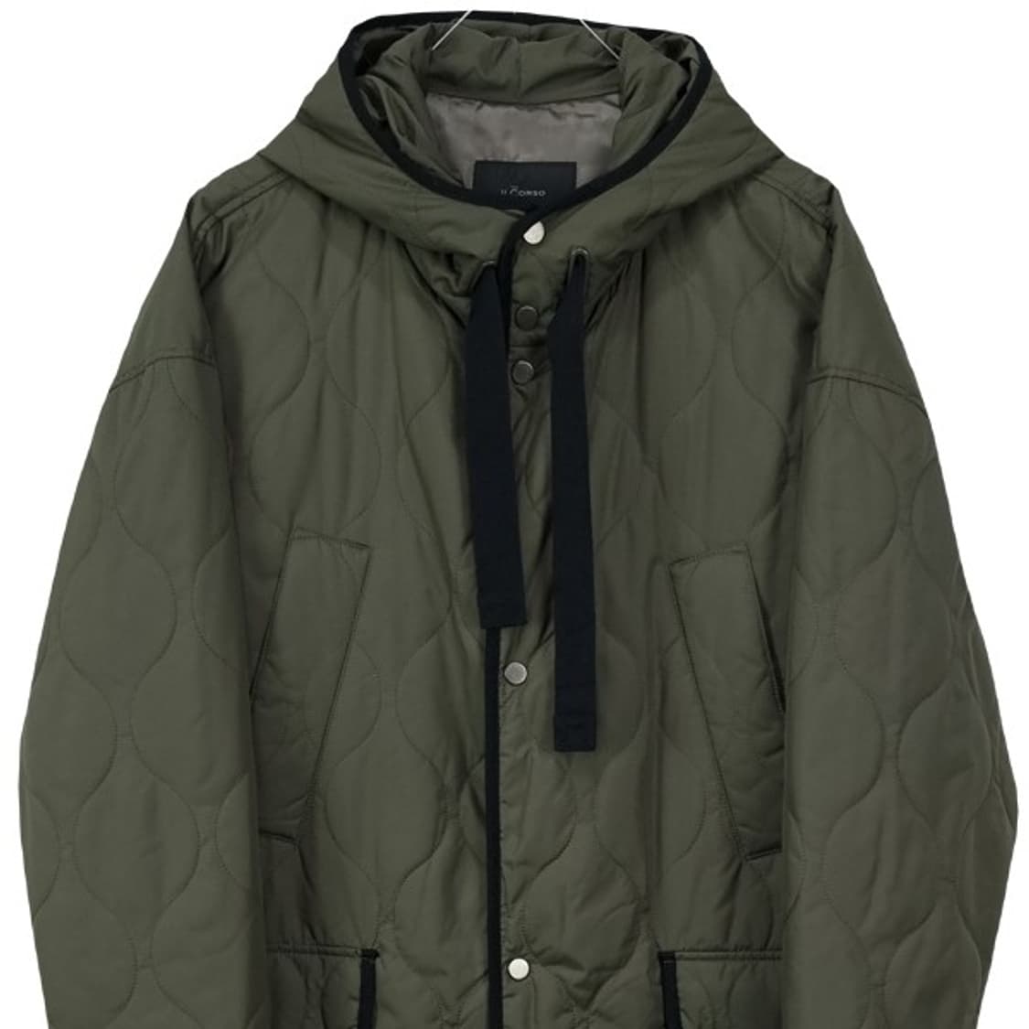 [일꼬르소] 오버핏 퀄팅 후드 코트 카키 M19669 상품이미지4