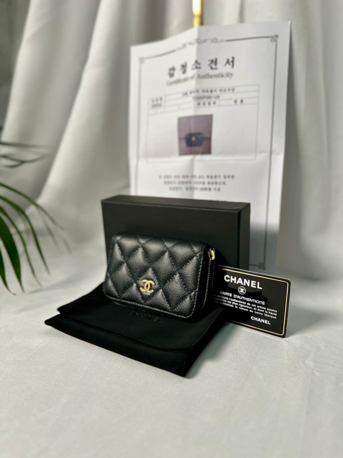샤넬 케비어 카드지갑 금장로고 상품이미지2