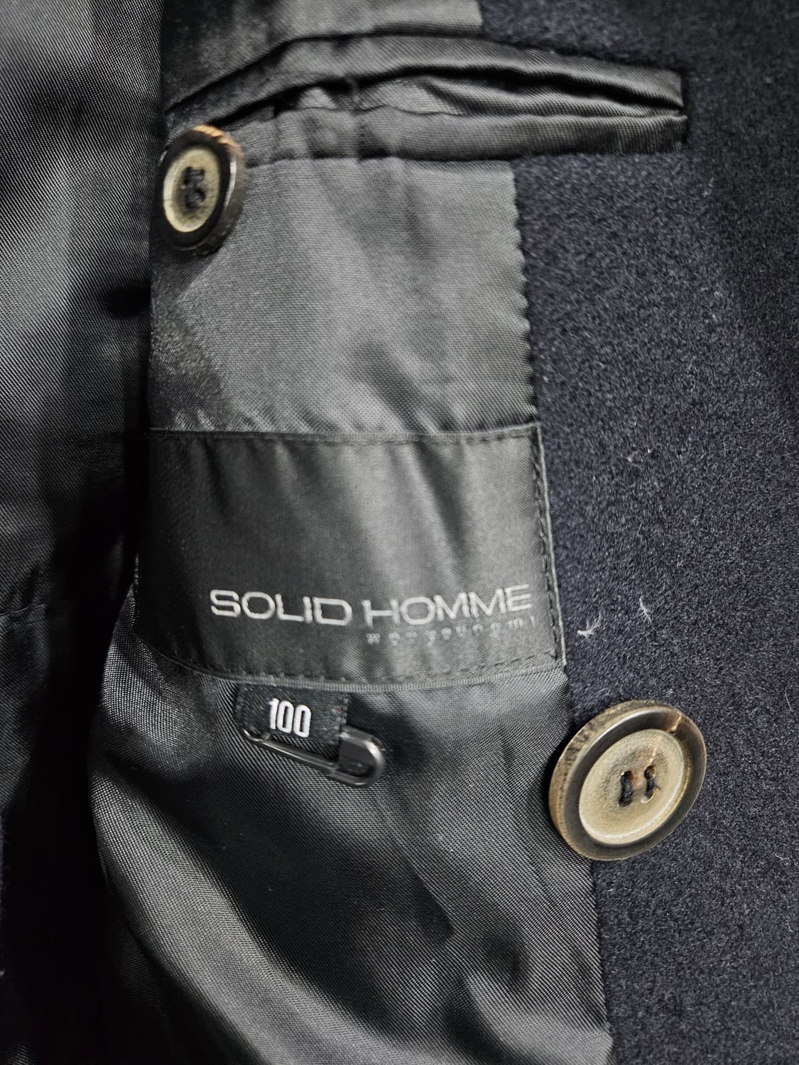 솔리드옴므 우영미 네이비컬러 남성 슬림핏 95 더블 반코트  상품이미지3