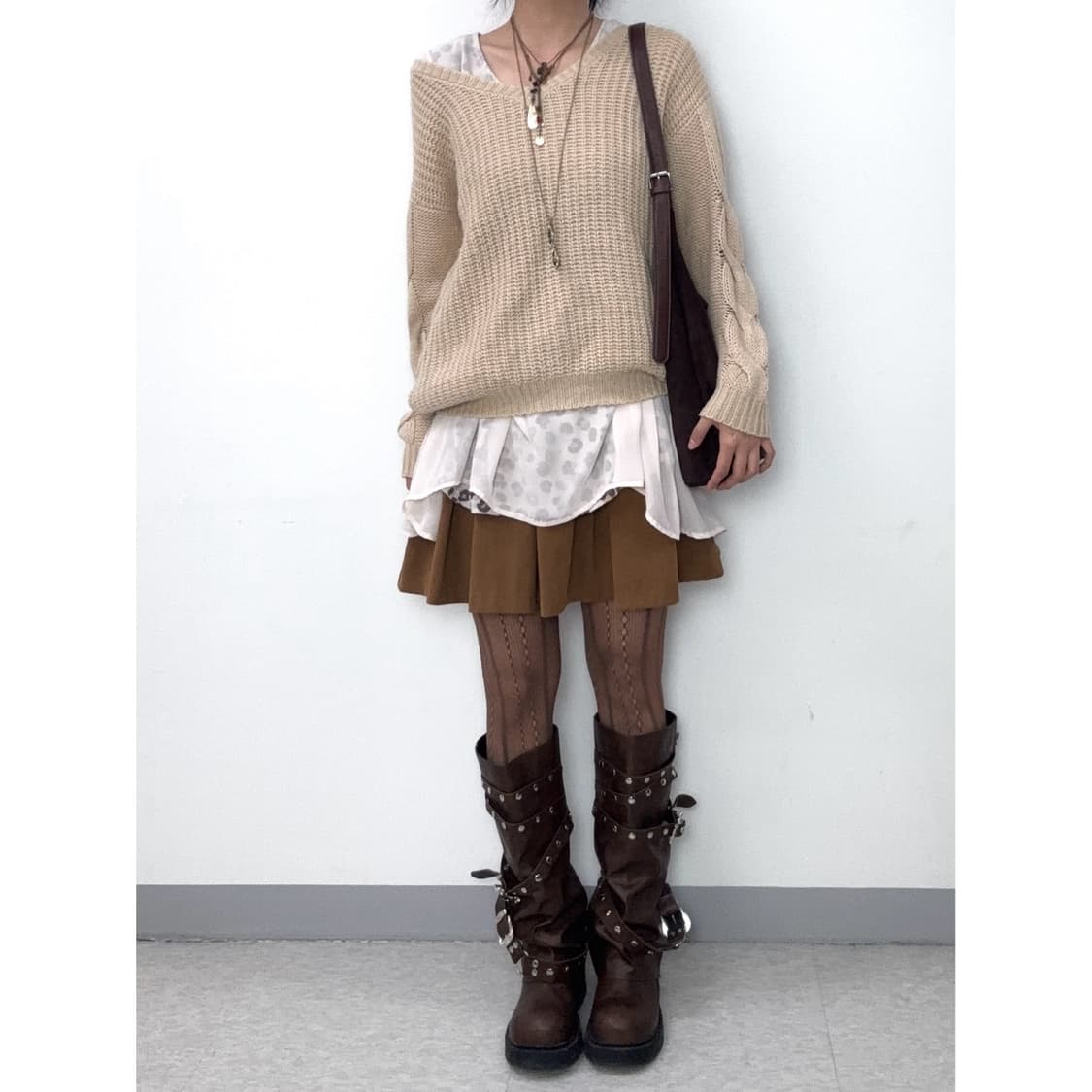 빈티지 울30% 러블리 베이지 니트 상품이미지2