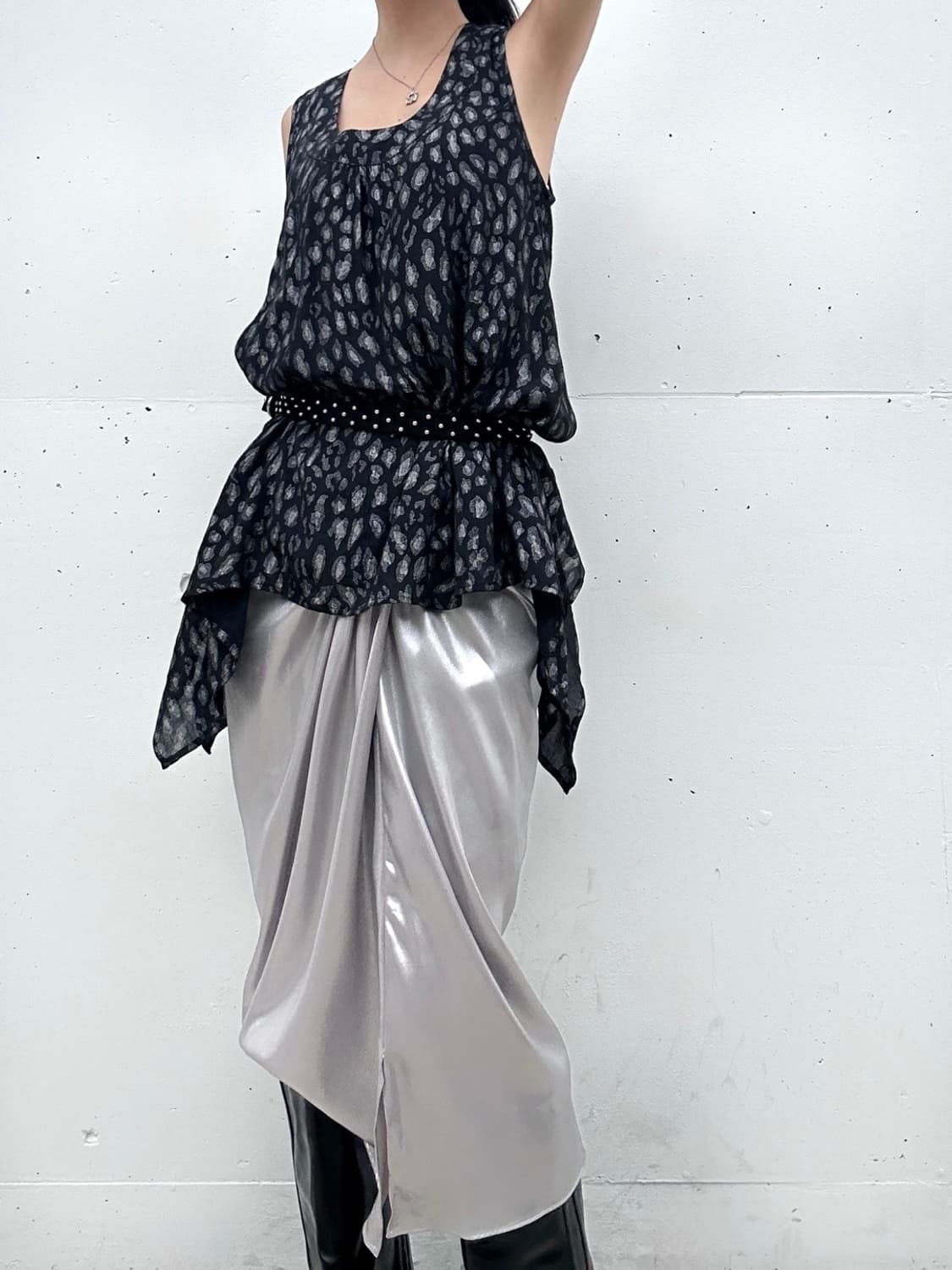 Animal pattern sleeveless / black 상품이미지5