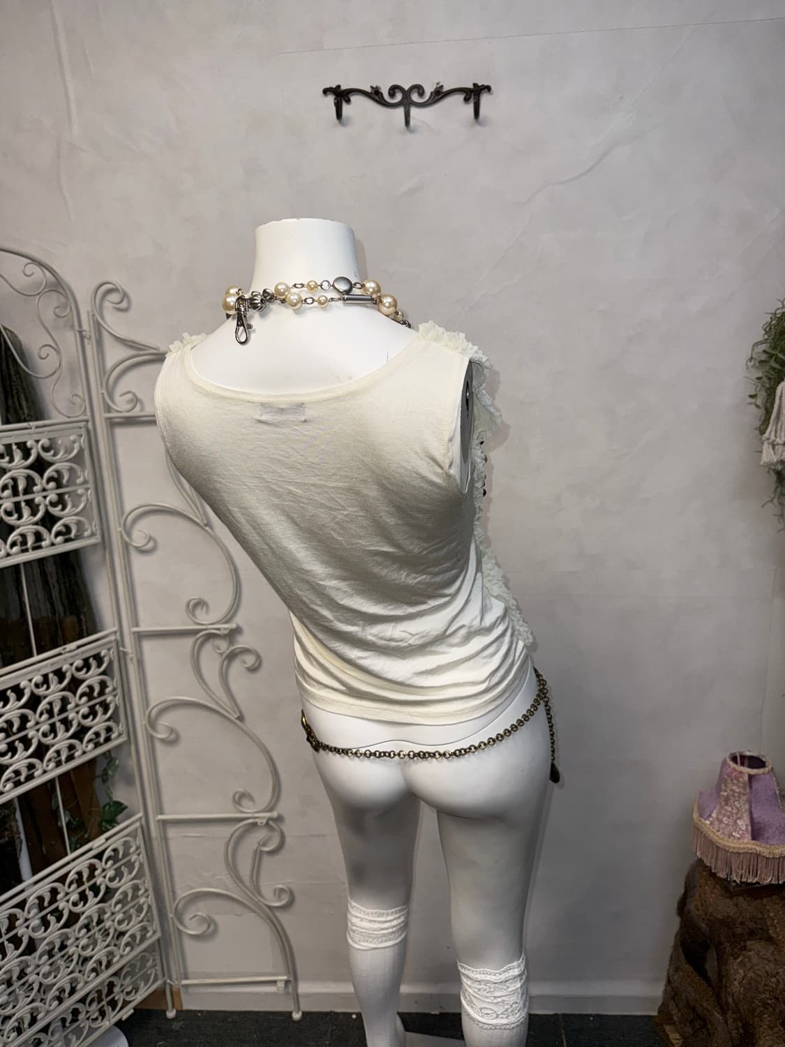 White ruffle lace sleeveless  상품이미지5