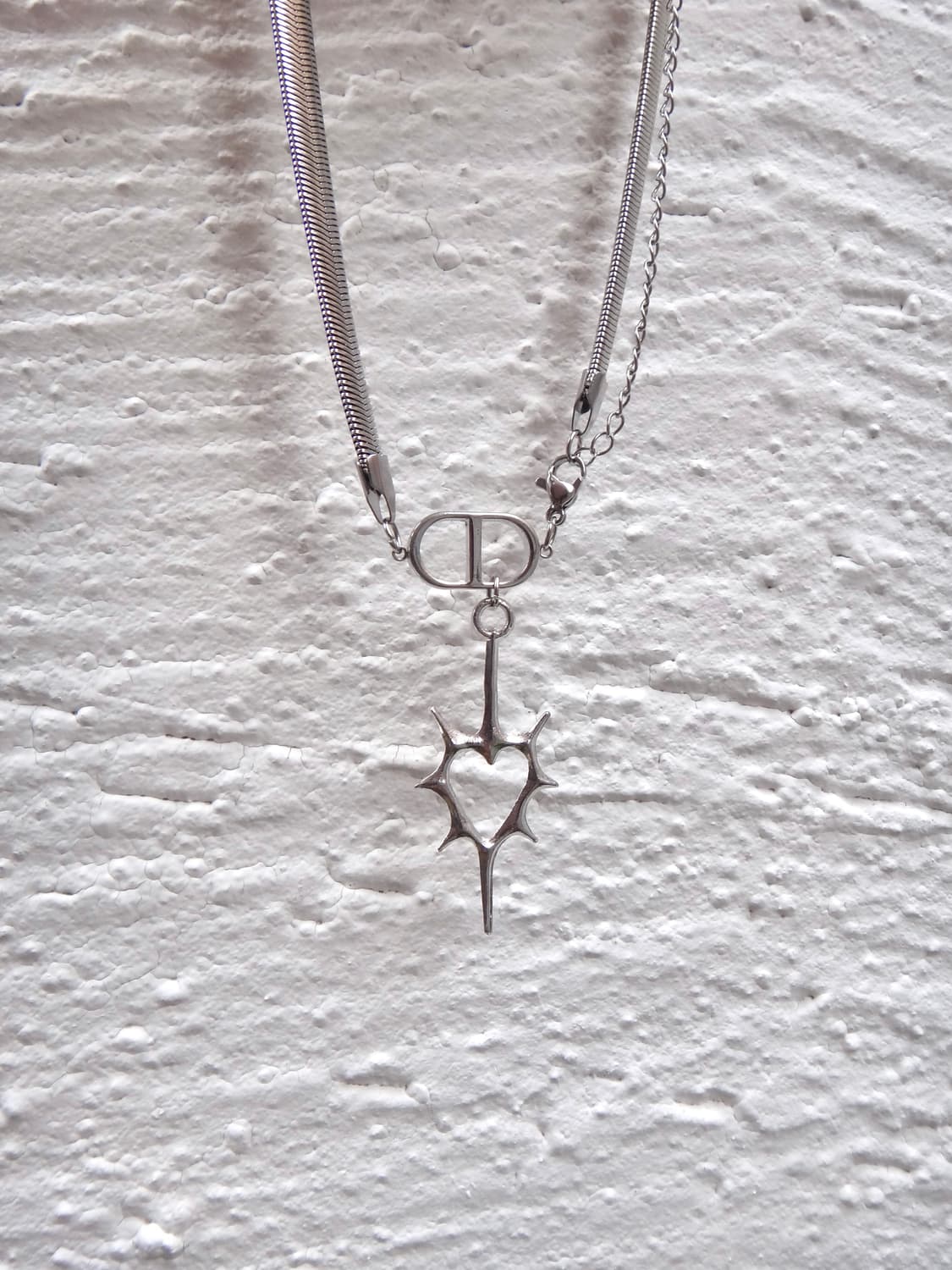 Thorny heart layered necklace 상품이미지3