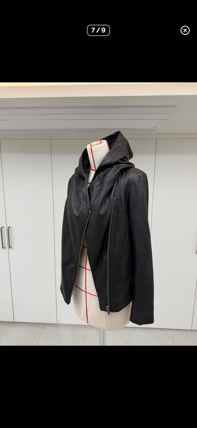 헬무트랭 블랙 양가죽 집업 후드 가죽 자켓 L 상품이미지7