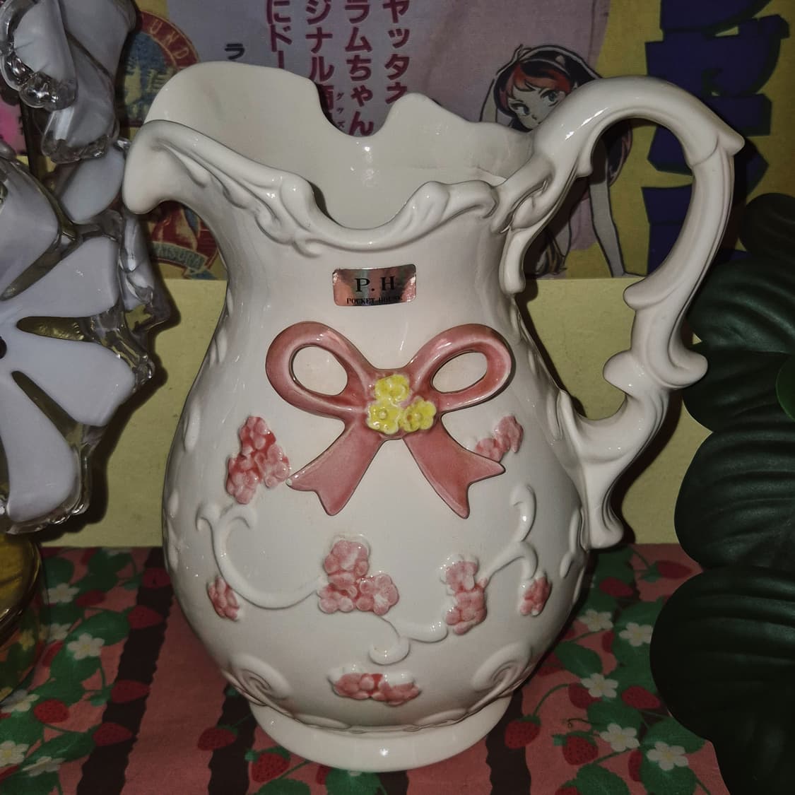70s 포셀린 리본 꽃포지 저그 도자기 화병 상품이미지7