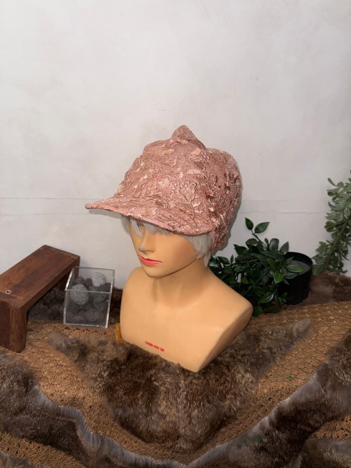 Pink oriental floral lace loose cap 상품이미지2
