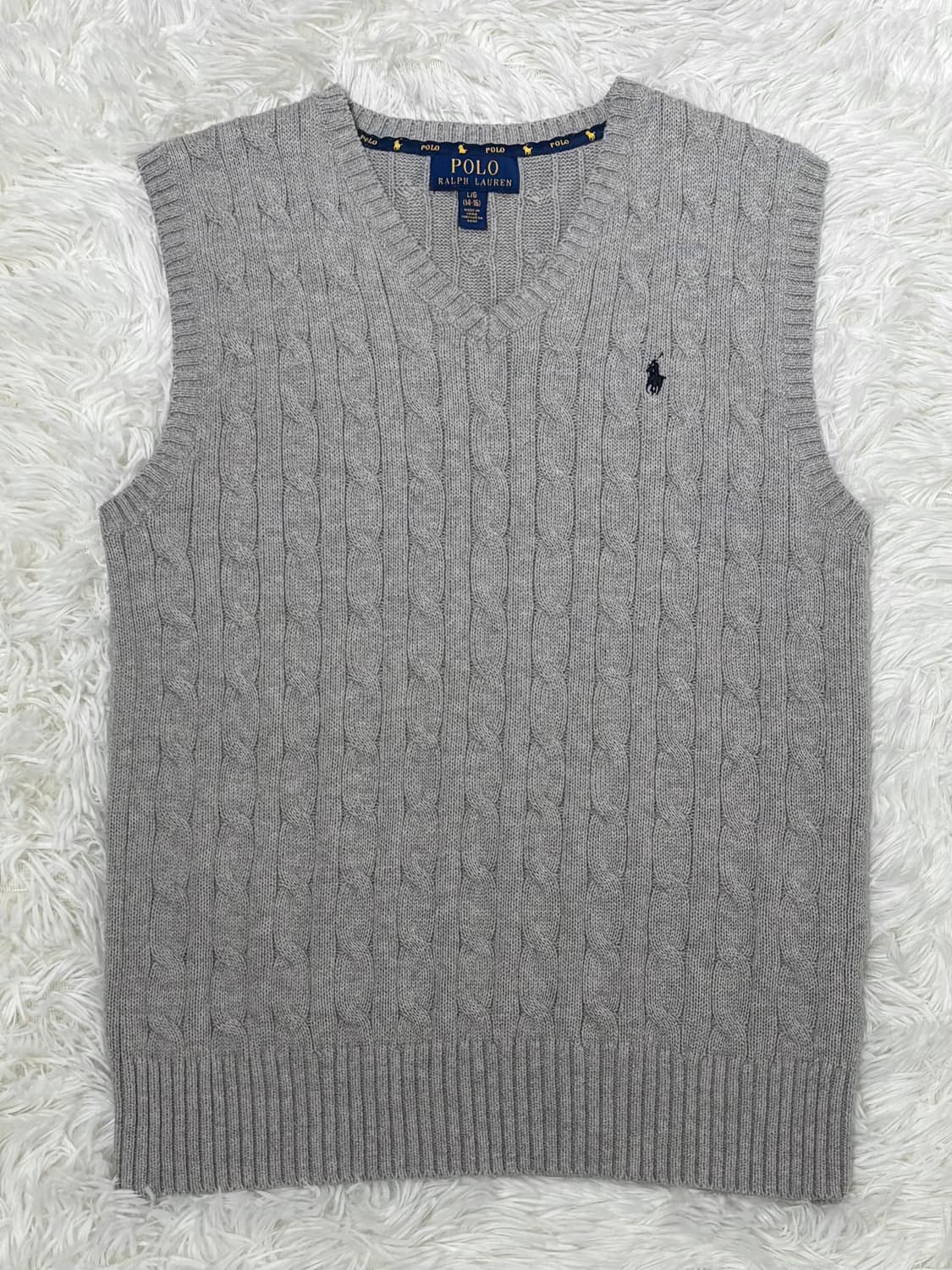 폴로랄프로렌 네이비포니 그레이 케이블 니트조끼 상품이미지3