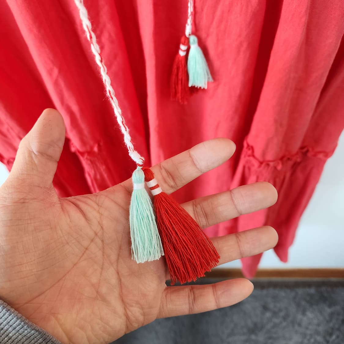 zooc 레드 에스닉 자수 롱 원피스 상품이미지4