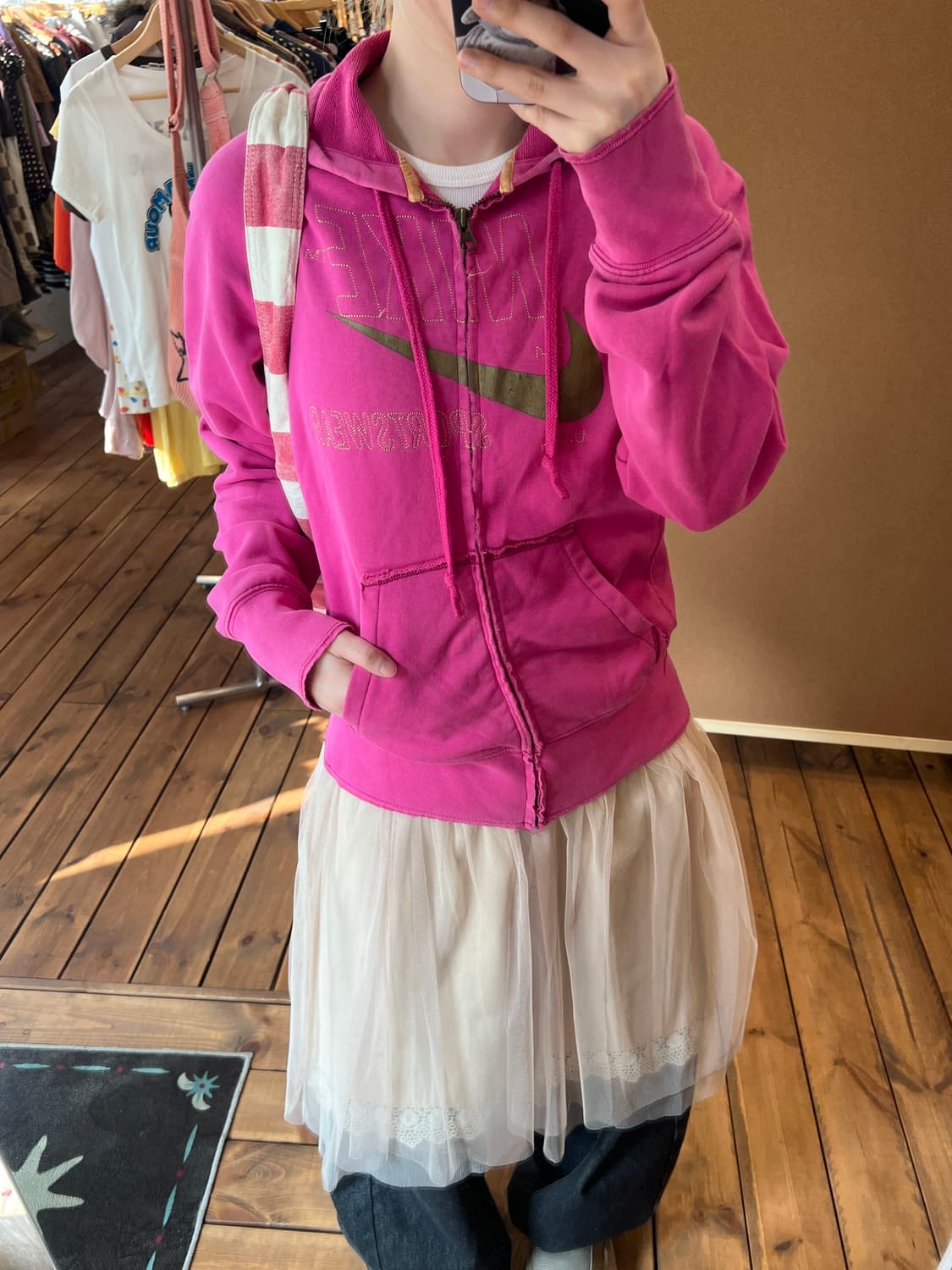 나이키 핫핑크 로고 후드집업 상품이미지4