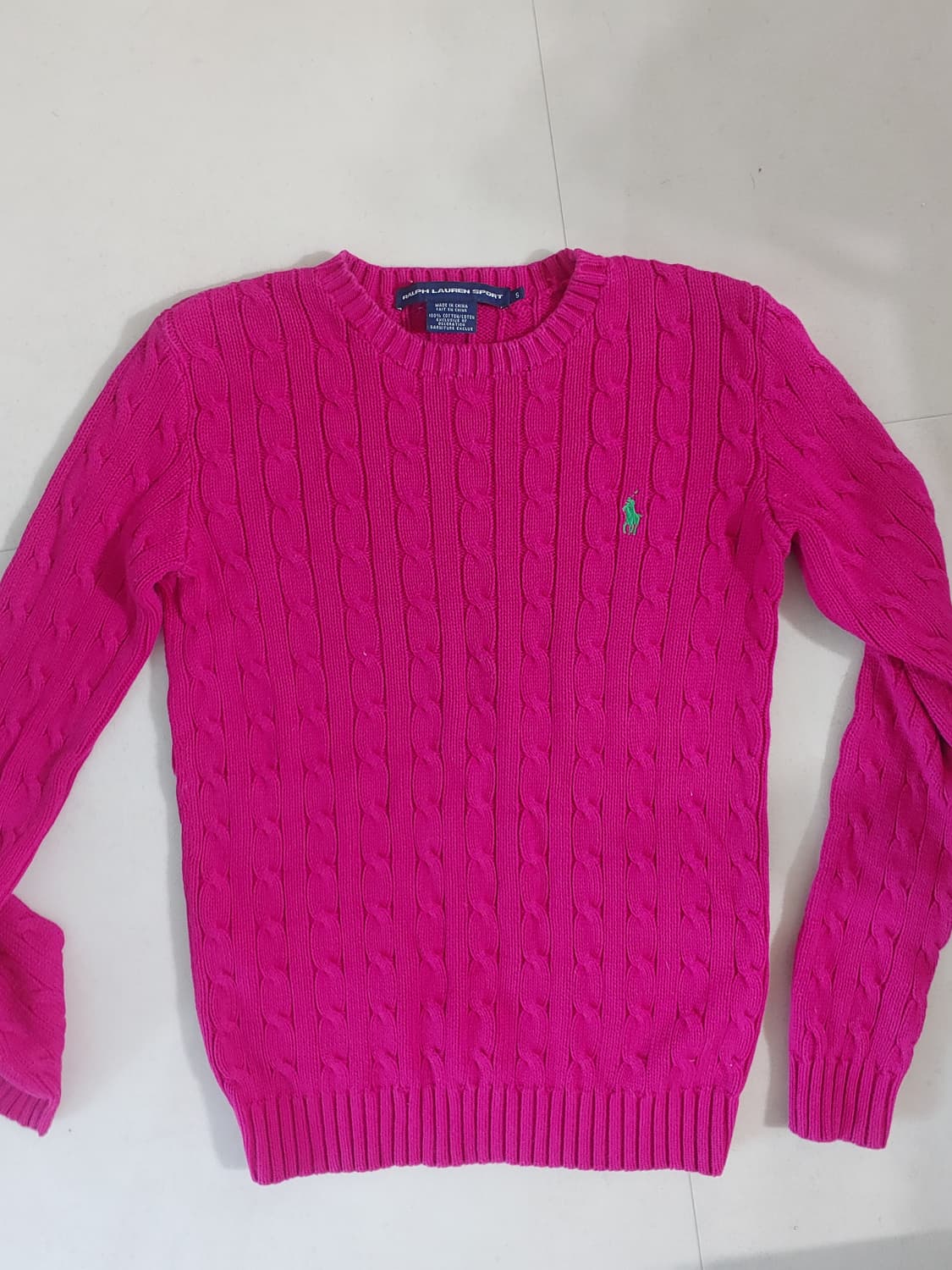 폴로 랄프로렌 꽈배기 니트 마젠타 보라색 상품이미지1