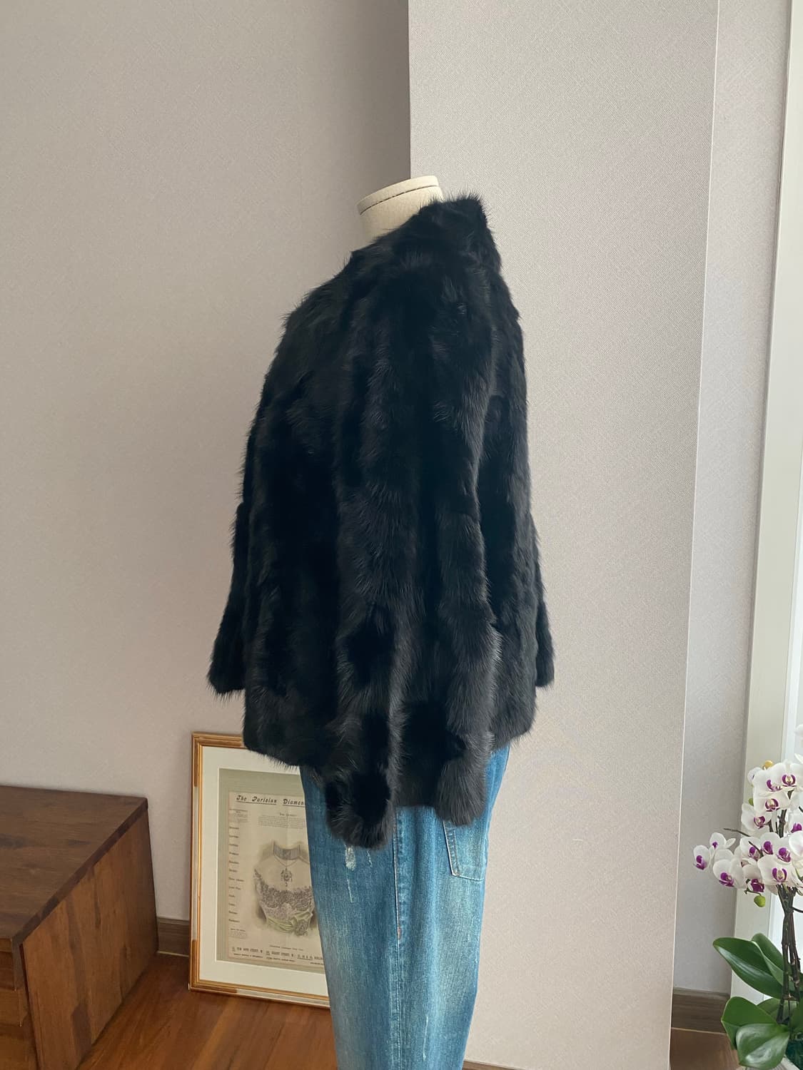 LONE 정욱준 밍크 플레어 크롭스타일 코트(M) 상품이미지3