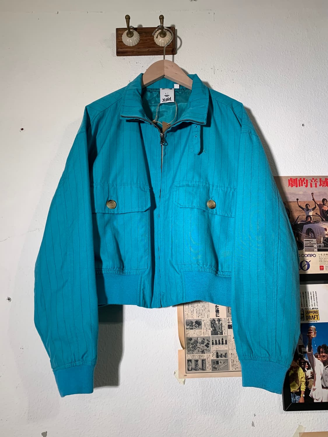 엑스걸 스트라이프 벨트 카라 워크자켓 상품이미지2