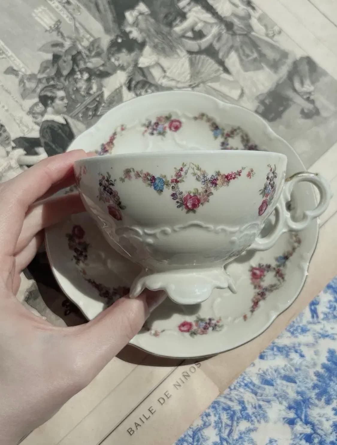 독일 올드 슈바르첸함머 핸드페인티드 찻잔 듀오세트 상품이미지1