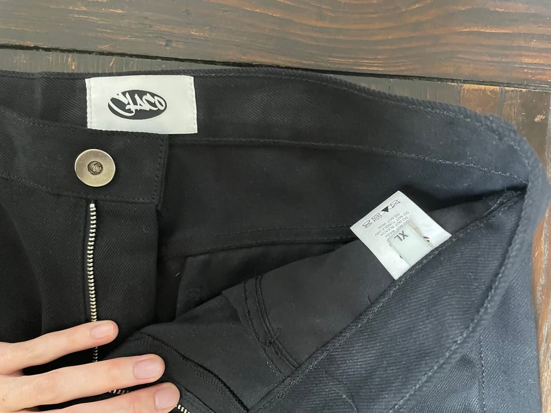 클라코 사이드 지퍼 와이드 데님팬츠 (블랙) 상품이미지4