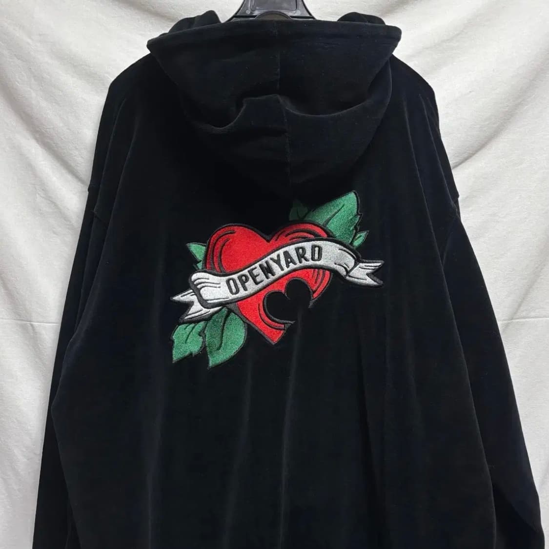 오와이OY 벨벳 하트 로고 후드집업 아우터 상품이미지6
