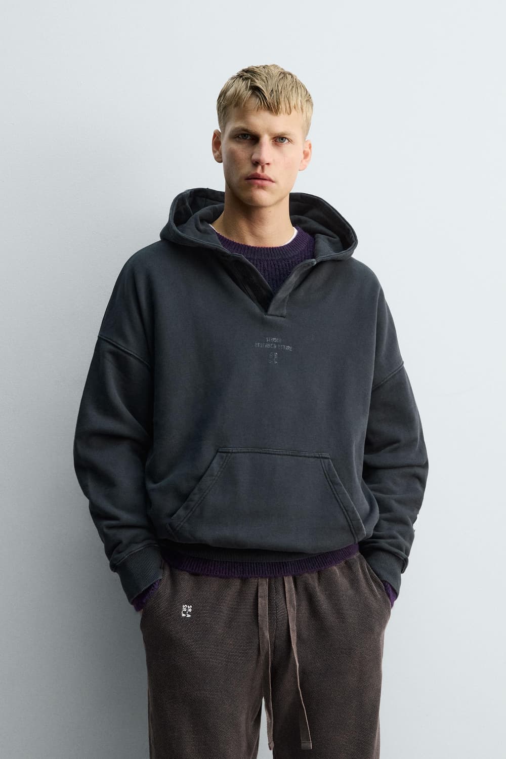 SR A 자라 콜라보 브이넥 후드티 블랙 S 상품이미지1