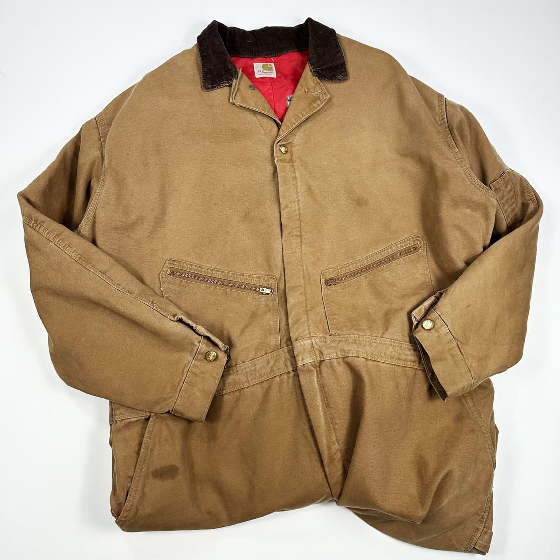 80s 칼하트 오리지널 덕 캔버스 워크 점프수트 브라운 3XL 상품이미지1