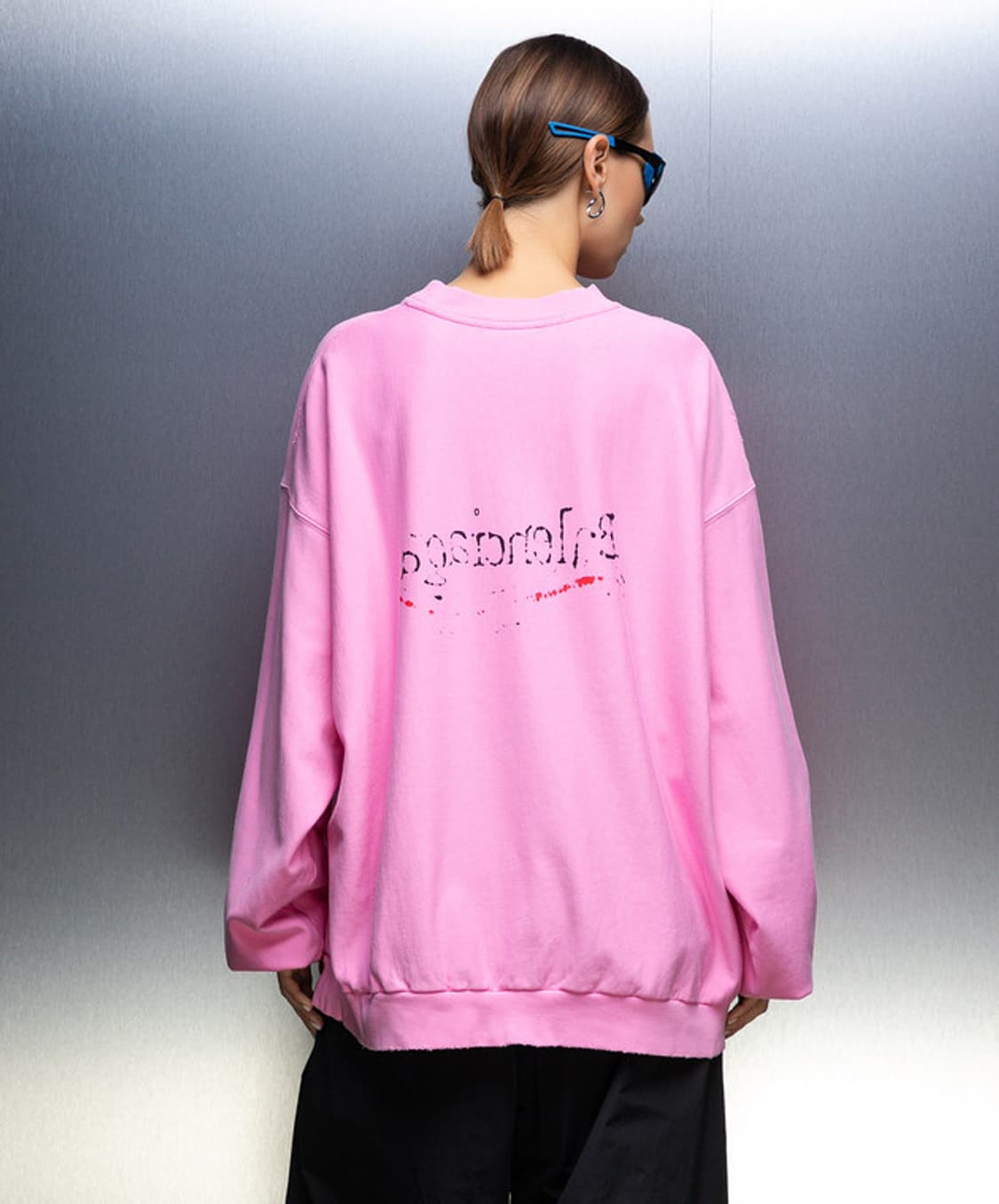 발렌시아가 폴리티컬 핸드 드로운 맨투맨 스웻 셔츠 핑크 2사이즈 상품이미지6