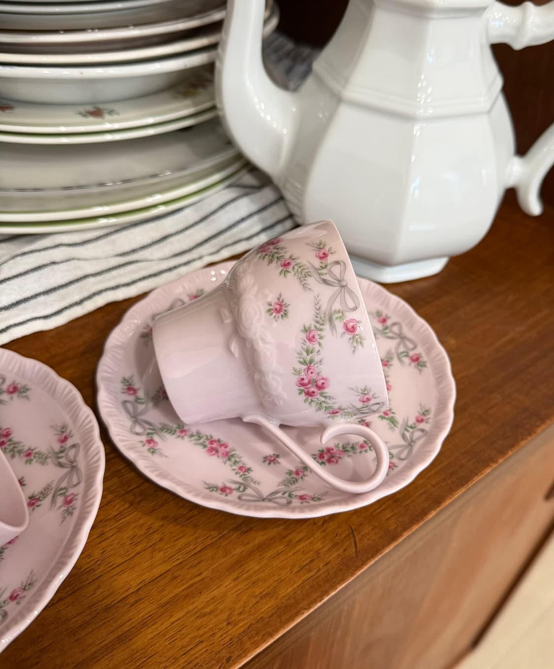 독일 후첸로이터 포셀린 핑크리본 갈란드 상품이미지2