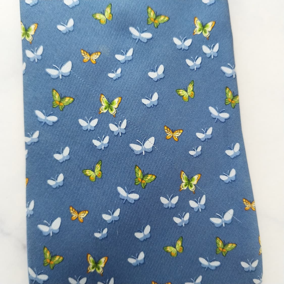 살바토레 페라가모 블루 나비 모티브 넥타이 9.5cm A등급 K2542 상품이미지8