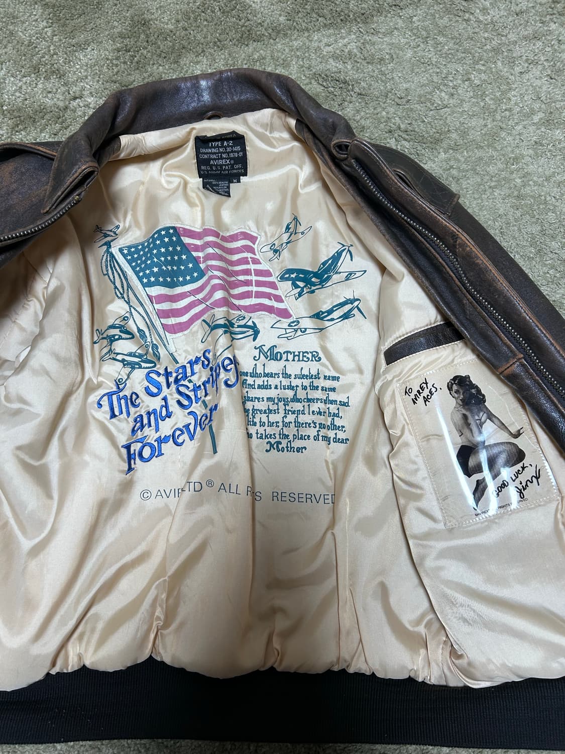 아비렉스 A-2 레더자켓 상품이미지5