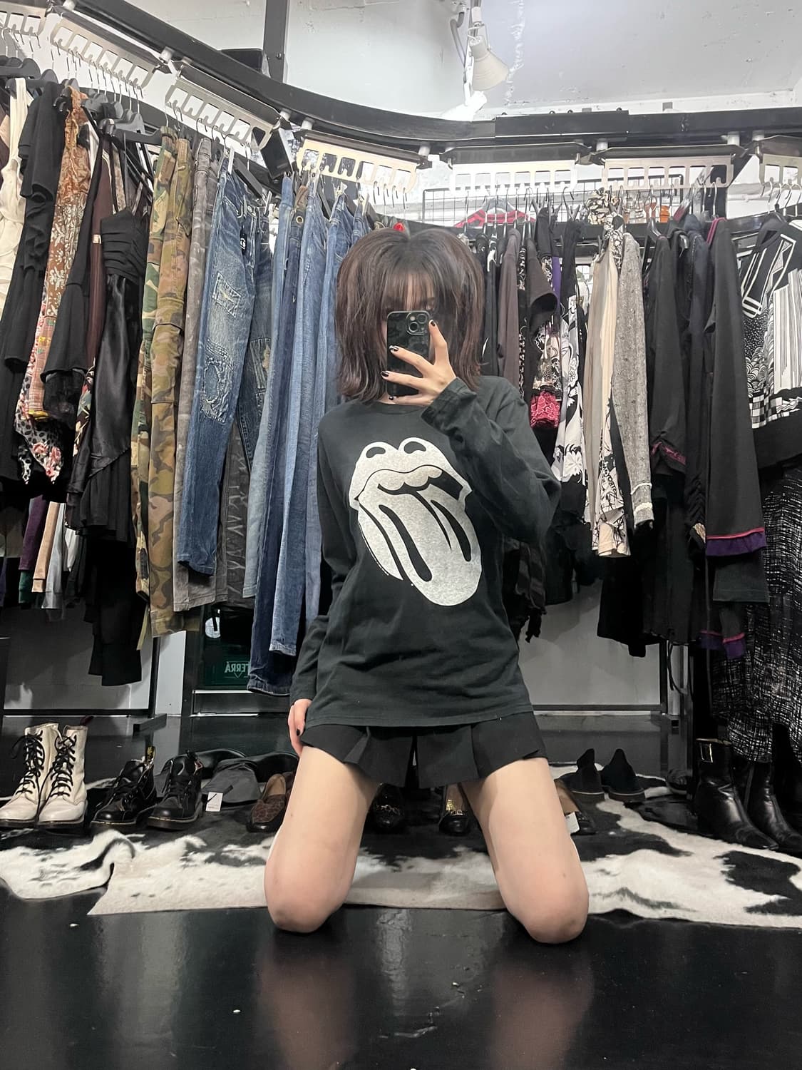 네이비 프린팅 롱슬리브 상품이미지1
