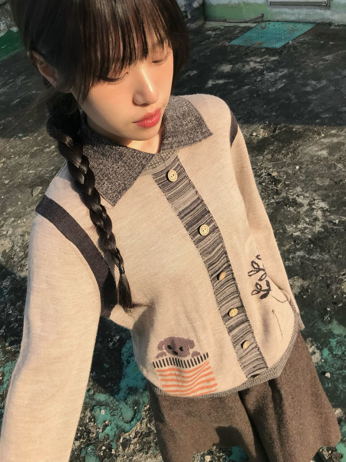 주머니에 멍멍이가! 니트 상품이미지2