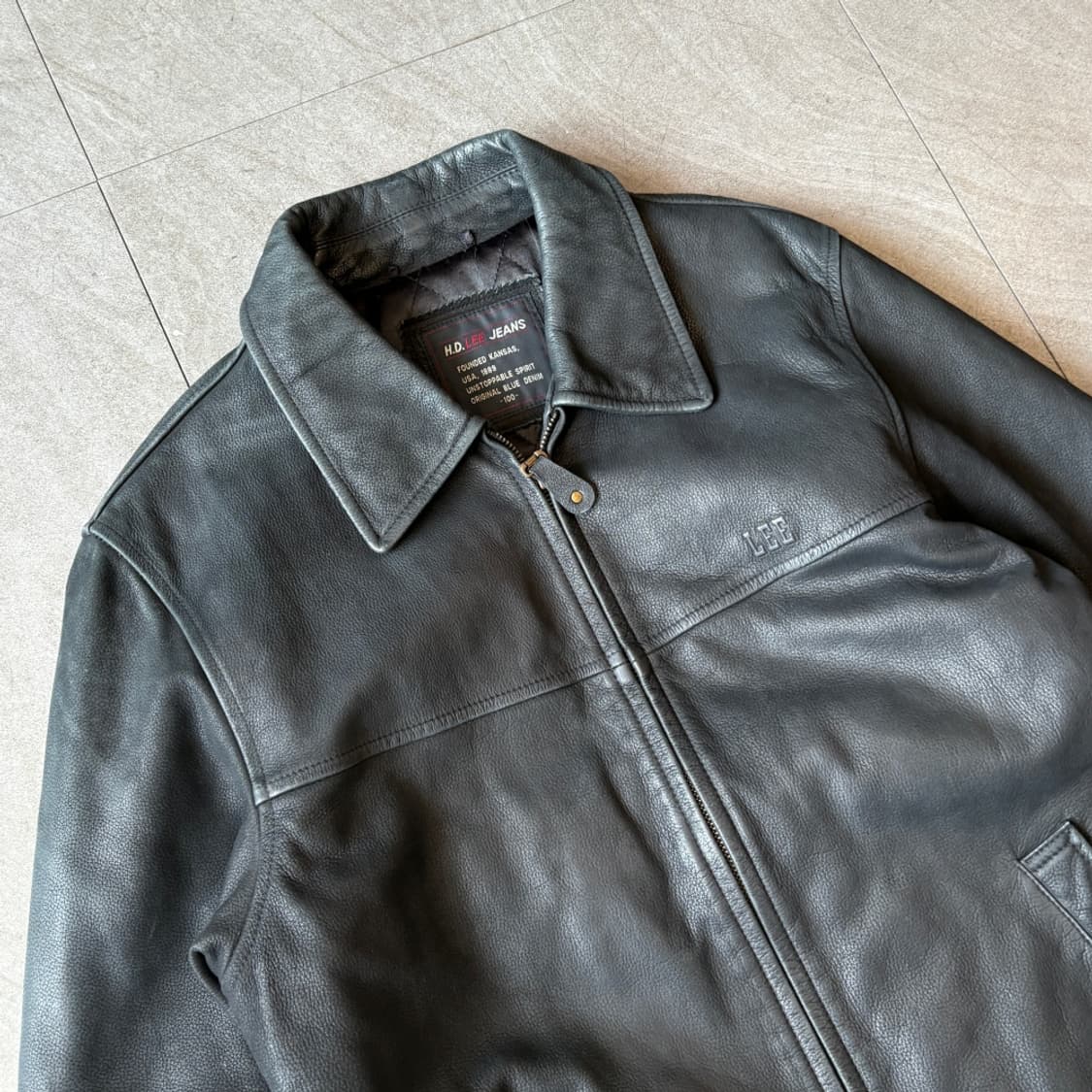 Lee 블랙 소가죽 레더 가죽 자켓  상품이미지2