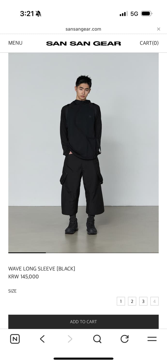 산산기어 웨이브 롱슬리브 2사이즈 블랙 상품이미지1