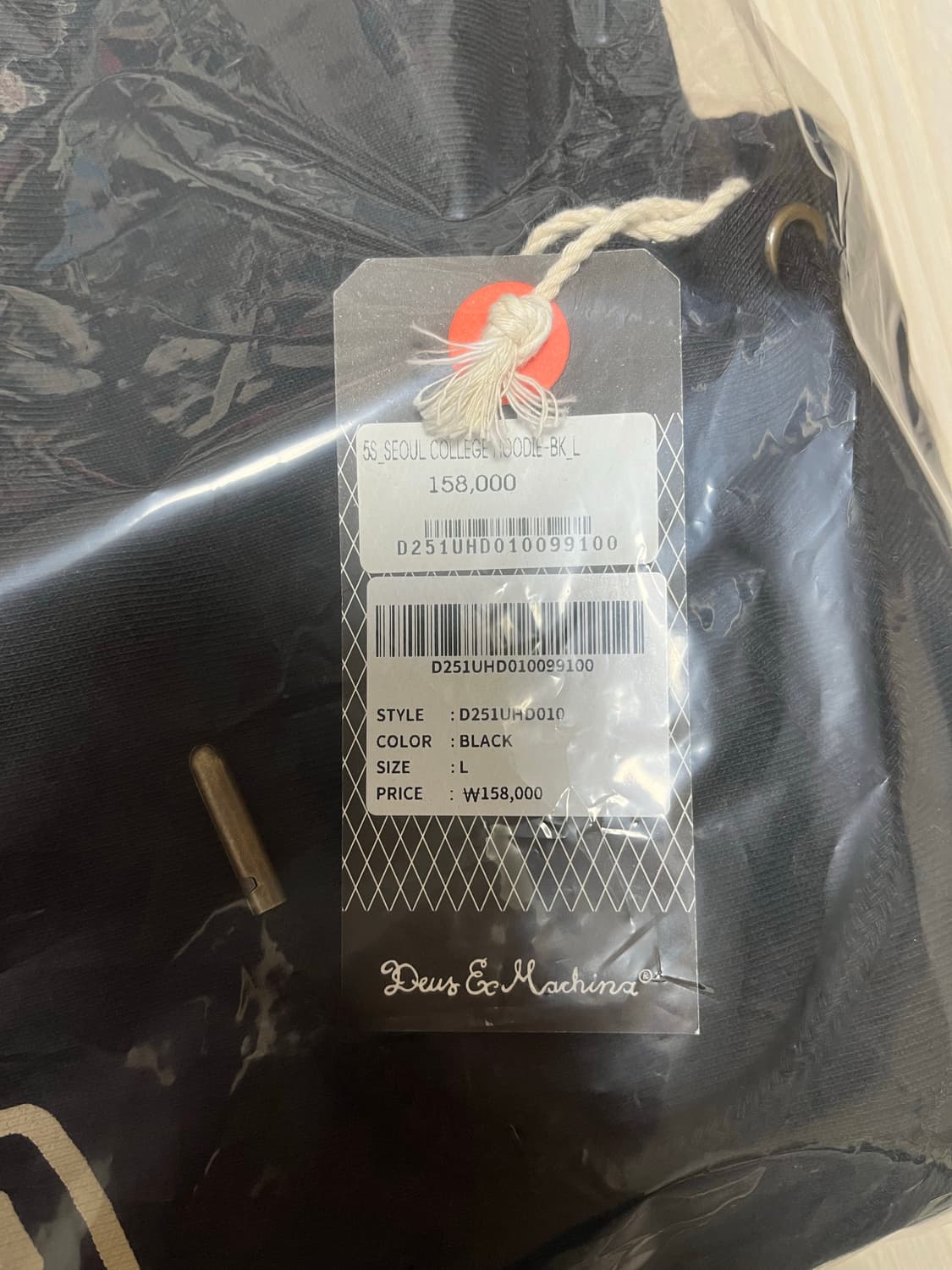 [L] 데우스 엑스 마키나 서울 컬리지 후드 블랙 새상품 상품이미지4