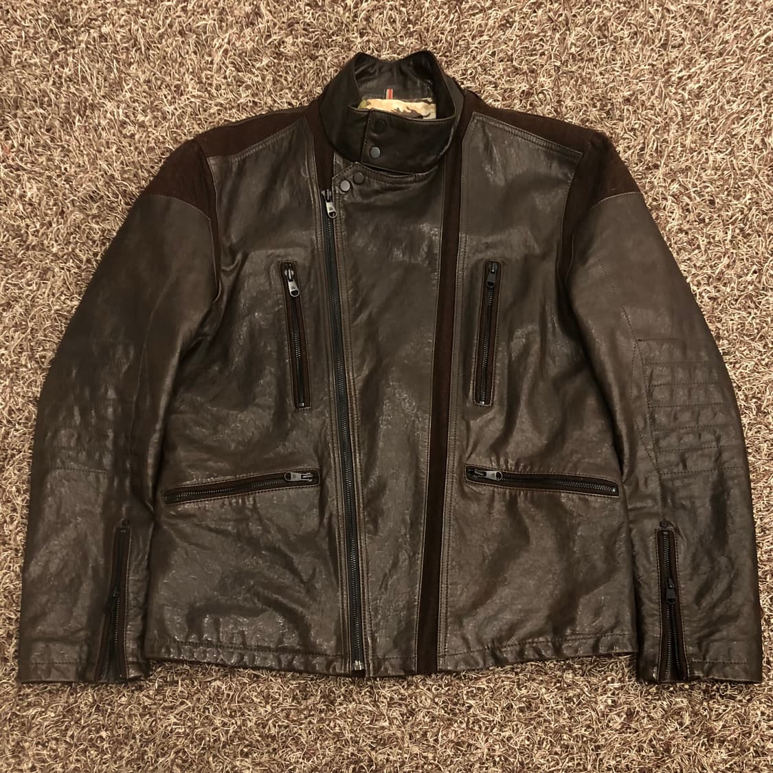 바쏘옴므 양가죽 라이더 브라운 레더 가죽 바이커 자켓 상품이미지1
