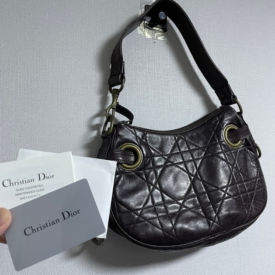 빈티지 크리스찬디올 램스킨 패턴 호보백 (다크브라운) 상품이미지8