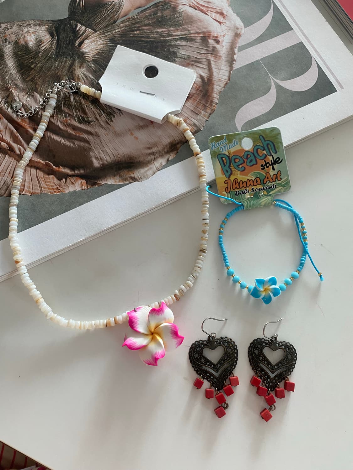 하와이안 목걸이 팔찌 귀걸이 세트 상품이미지1